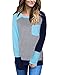Naier Casual Womens Tops Leggings Rglan Long Sleeve Sweatshirt Color Block T-Shirts Light Blue M