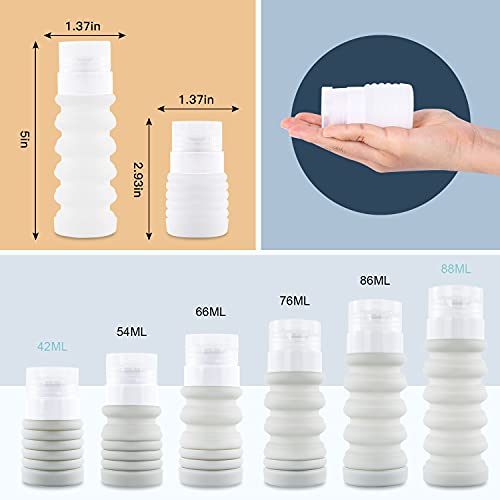 Mefold Silicone Travel Shampoo Bottles Kit TSA Approved Collapsible