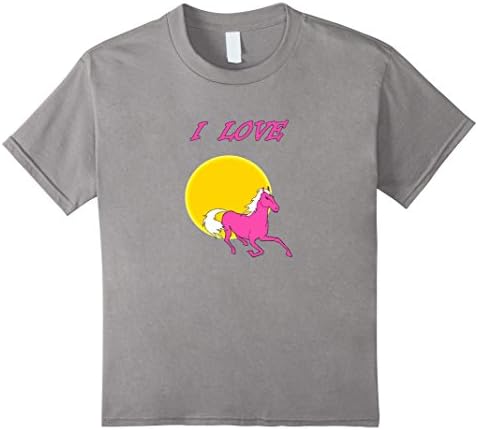 unisex-child I Love pink horse fun t shirt 4 Slate