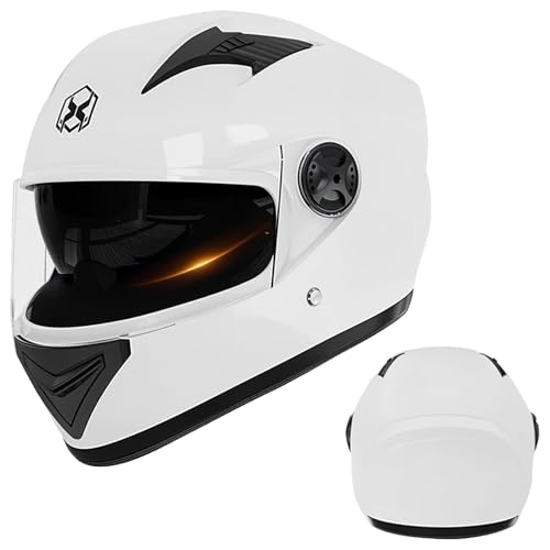 Beauenty Full Face Motorcycle Helmet,Helmets for Adults Motorcycle, for Men & Women with Tinted and Clear, with Removable Winter Neck Scarf, Motorbike Racing Street Bike Helmets
