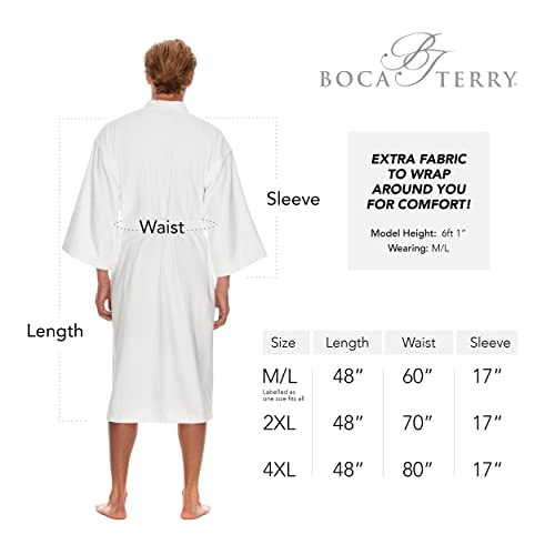 Men's Terry Cloth Bathrobe by Boca Terry, Cotton Spa Robes, Plush White