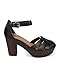 Qupid Women Leatherette Round Toe Platform Chunky Heel Fisherman Sandal DJ31 - Black Leatherette
