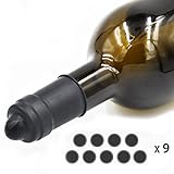 Wine Stoppers Set of 9 | Bottle Mini Cover Rubber Caps | Unique Oil Storage Saver | Small Preserver Kit | Cute Gadgets Sealer for Beer, Beverage, Champagne, Cava, Prosecco, Water, Milk, Liquor, Soda