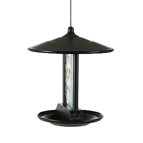 CEDAR HOME Hanging Solar Bird Feeder Outdoor Garden Decorative Water Proof Glass Pet BirdFeeder with Eave, Iridescent Dragonfly - Thumbnail 7