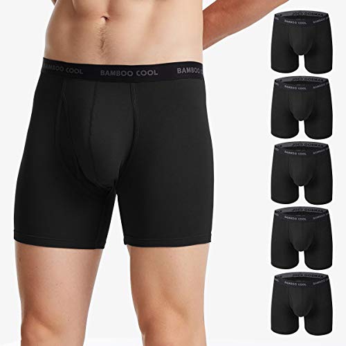 BAMBOO COOL Men's Underwear Boxer Briefs 5 Pack Bamboo Viscose Soft