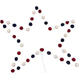 9 Foot Red White and Blue Patriotic Wool Felt Ball Pom Pom Garland - 4th of July Garland Holiday Decoration