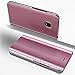 Galaxy J7 Pro 2017 Case,PHEZEN Luxury Mirror Makeup Case Plating PU Leather Flip Folio Wallet Case [Kickstand] Magnetic Closure Full Cover Case for Samsung Galaxy J7 Pro 2017 J730 (Rose Gold)