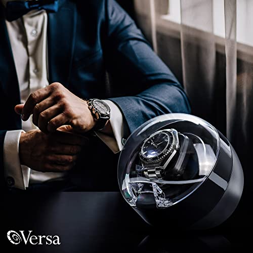 Versa Watch Winder for Automatic Watches - Direct Drive Motor, Touch Button Settings, 12 Settings, Display Light, Adjustable Pillow, Compact Design - Single Watch Winder for Rolexes
