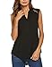 SoTeer Women Sleeveless Blouse Comfy V Neck Loose Casual Button Down Shirts