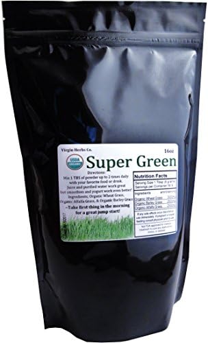 8OZ USDA Certified Organic Super Green Blend Powder Wheat Grass Barley Alfalfa juice