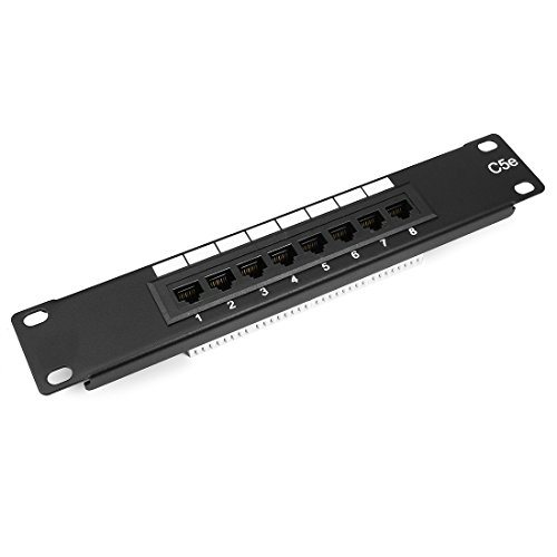 uxcell 8 Ports Cat5e 1U 10inch Unsheilded RJ45 IDC Rackmount mini Patch Panel Black