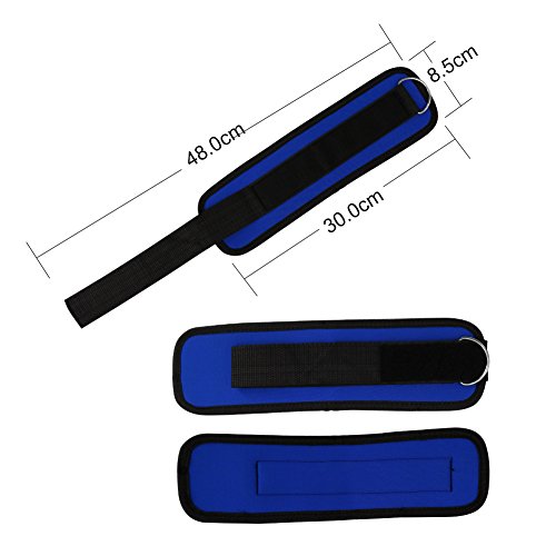 Ankle Straps for Cable Machines, 2-Pack Padded Ankle Strap Leg Strap with D-Ring for Exercise Weight Lifting, Men, Women, Ankle Fitness (Blue)
