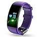Longess Fitness Tracker, App-Enabled Bluetooth 4.0 Water Resistance Smart Watch, Sleep and Heart Rate Monitor Compatible with Android and IOS Smartphones (Purple)