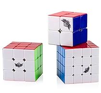 D-FantiX Cyclone Boys 2x2 3x3 4x4 Speed Cube Set, Stickerless Magic Cube Puzzles Toy Bundle Pack of 3