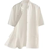 A ALFEEL Traditional Kung Fu Short-Sleeve Cotton Shirt Tai Chi Clothing