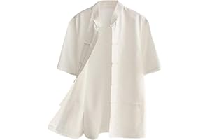 A ALFEEL Traditional Kung Fu Short-Sleeve Cotton Shirt Tai Chi Clothing