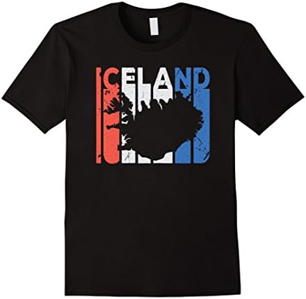 Mens Iceland Vintage Retro T Shirt XL Black