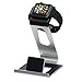 Multipurpose Apple Watch Stand | Dual Aluminum Charging Station Angled to Hold iWatch, iPad, iPhone for Charging and Viewing | Select 38mm or 42mm | Silver/Black (38mm)