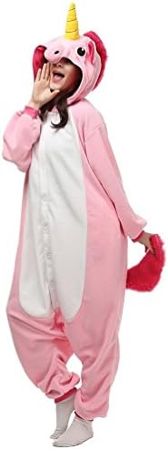 Unisex Animal Design Sweet 3D Unicorn Pajamas Nightwear Cosplay Costumes Party Festival Unicorn Sleepwear for Adults and Kids (XL, Pink)