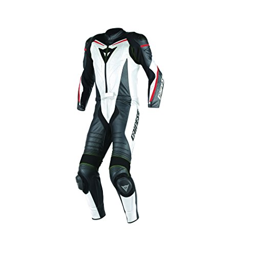 Dainese Laguna Seca D1 2-pc Mens Leather Motorcycle Suit White/Black/Fluo Red 54 Euro/44 USA