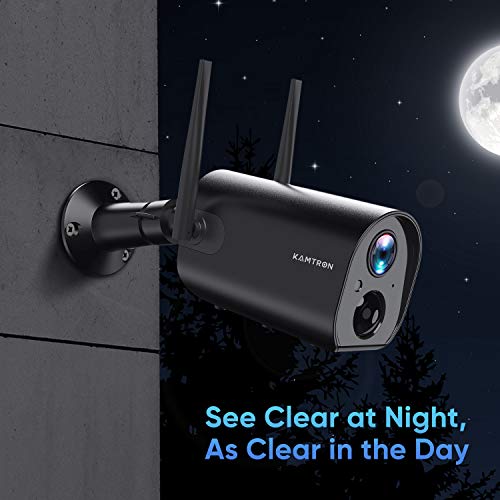 Wireless Outdoor Security Camera, KAMTRON Rechargeable Battery Powered Home Security Camera