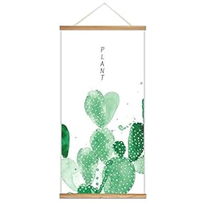 Hanging Poster Wooden Framed Fashion Beautiful Cactus Theme Home Wall Canvas Prints Ready to Hang - 18"x36"