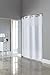 Hookless It's a Snap Satin Stripe Shower Curtain, 3-in-1 Shower Curtain Includes Fabric Shower Curtain with Sheer Top Window, Flex-On Rings & PEVA Liner, 71