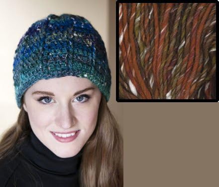 "Spokes Pattern" Hat Crochet Kit in Mushishi Big yarn - BROWN &amp; COPPER