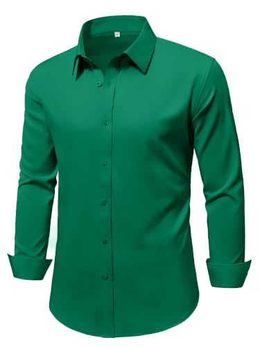 PLEPAN Mens Dress Shirts Regular Fit Green S at Amazon