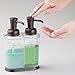 mDesign Double Soap and Lotion Dispenser Pump, for Kitchen or Bathroom Countertops - Clear/Bronze