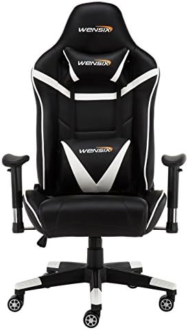 WENSIX Ergonomic High Back Computer Gaming Chair for PC Racing Chairs with Adjustable Headrest and Backrest (White)