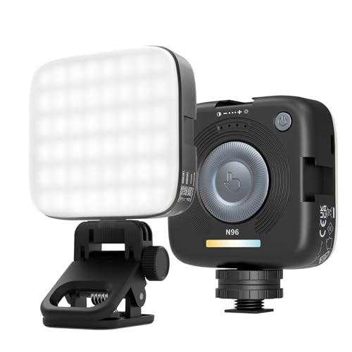 NEEWER ENTRY LEVEL VERSION Magnetic LED Camera Light, 96 LEDs Bi Color Small Clip On Panel Light, 2000mAh 3000K-9000K CRI80+, 3 Cold Shoes 1/4" Thread for Tripod, Video Recording Selfie Lighting, N96