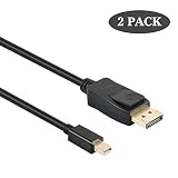 Mini DisplayPort to DisplayPort 6 Feet Cable, Benfei 2 Pack Mini DP(Thunderbolt Compatible) to DP Male to Male Cable Gold-Plated Cord, Supports Supports 4K@60Hz, 2K@144Hz