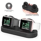 Delidigi Dual iWatch Charging Stand Dock Compatiable with Apple Watch Series 5/4/3/2/1(44/42/40/38mm), Supports Nightstand Mode (Black)