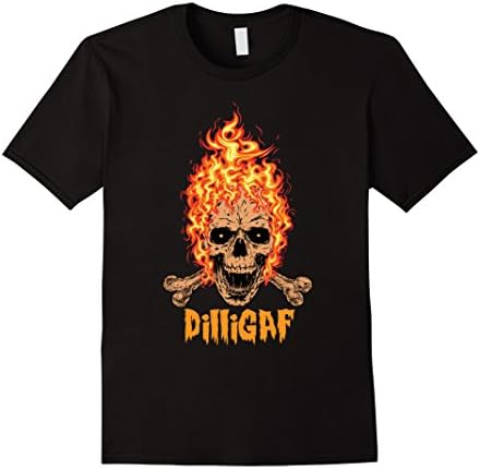 Men's Dilligaf Shirt Skull Fire Bone - Do I Look Like I Give A F 2XL Black