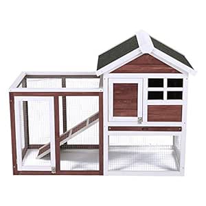 Conejera de Mascotas Casa para Conejito de Madera en Color Auburn y