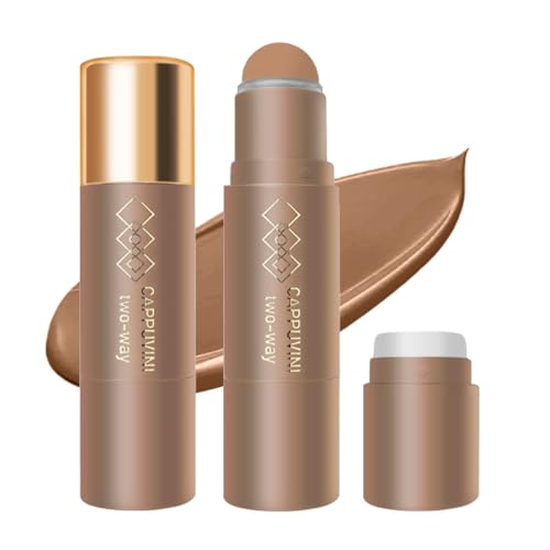Cream Contour Stick for Warm Brown Skin,Warm Nose Contour Makeup Built-in Sponge, Smooth Long Lasting Bronzer, Blendable Lightweight Contouring Stick #02 Warm Brown