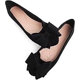 WENJIAZHIZHI Womens Square Toe Ballet Flats Bow-Knot Slip-Ons Dressy Bowtie Casual Comfortable Wear to Work Loafers