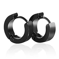 Wikiwand Unique Pretty Cool Mens Stainless Steel Hoop Piercing Ear Earring Studs(Black)