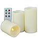 SWEETIME Outdoor Waterproof Flameless Candles with Timer Control - Pillar Weatherproof 3D Wick Battery Operated LED Flickering Candles with Amber Yellow Light (H 4