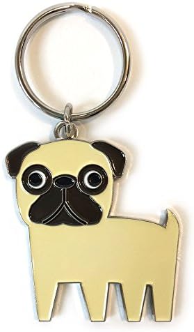 Pug Key Chain House Car Original Design Silver Tone 1" Split Ring