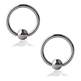 Ruifan 2PCS 316L Surgical Steel Captive Bead Rings Nose Eyebrow Tragus Lip Ear Hoop Ring Piercing 18G 8MM