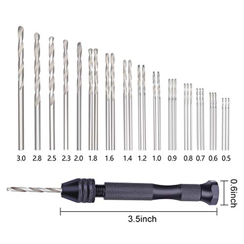 30 Pcs Pin Drill Set,Uspacific Universal Multiple Size Pin Vice with a