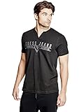 GUESS Men's Aiden Logo Slit-Neck Tee