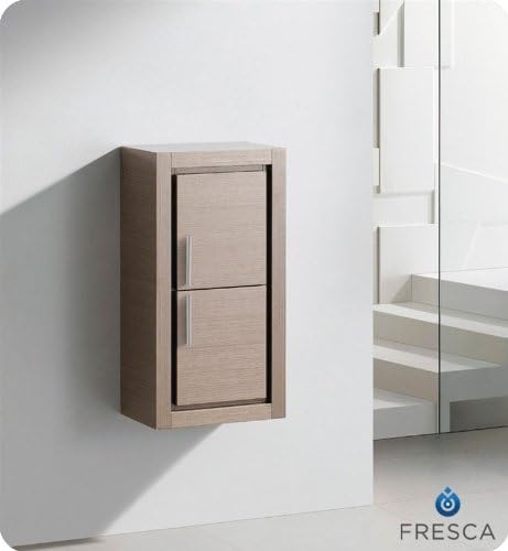 Fresca Bath Bathroom Linen Side Cabinet with 2 Door, Gray Oak