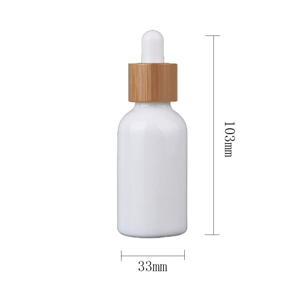 ConStore 2Pcs Porcelain Essential Oil Bottle with Glass Eye Droppers Vials Sample Vial with Bamboo Dropper Cap Empty Aromatherapy Lotion Perfume Bottles Refillable Cosmetic Container Vials Jars (30ml) : Beauty