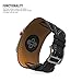 MoKo Compatible Band Replacement for Apple Watch 38mm 40mm Series 5/4/3/2/1, Genuine Leather Smart Watch Band Cuff Strap - Black (Not Fit 42mm 44mm Versions)