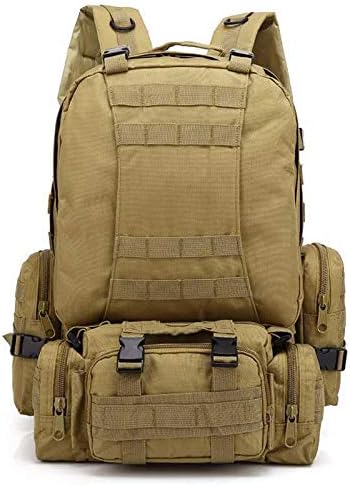 Tactical Backpack 55L Outdoor Molle Military Rucksack Waterproof Camping Hiking Backpack with 3 Detachable Bags