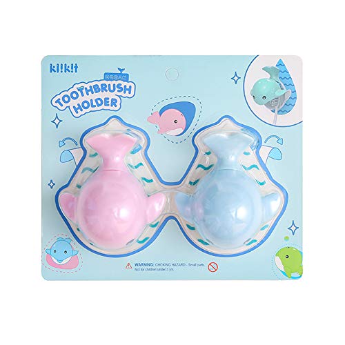 Heasa Toothbrush Holder Cartoon Toothbrush Holder for Kids (Pink & Blue Cetacean)
