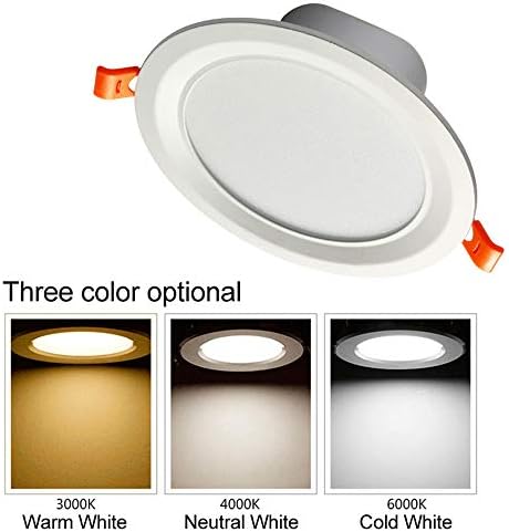 Verlight 3 Colors Dimmable LED Ceiling Recessed Downlight Round Panel Light Hight CRI 80 Aluminum Spotlight Fitting Illumination for Hallway Bathroom Bedroom Kitchen (Size : 2.5in)